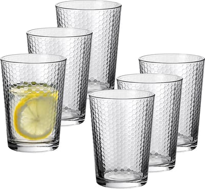 Alessandro Drinkglazen Nature Crystal - 6x stuks - glas - 500 ml - H9 cm - waterglazen - Sapglazen - Groot formaat