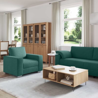 vidaXL Bank 3 pcs Donkergroen 219 x 80 x 82 cm Linnenmix Stoffen