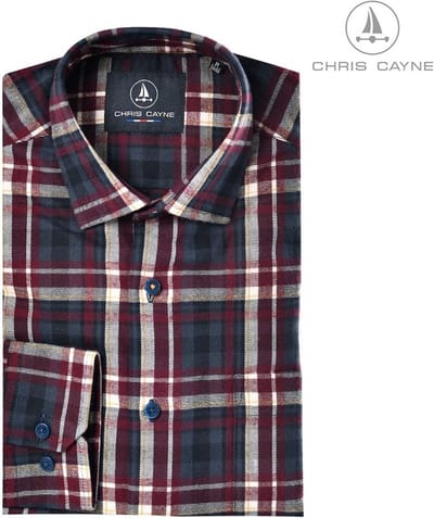 Chris Cayne heren overhemd - overhemd 1005 - rood/blauw ruit - LM - maat M