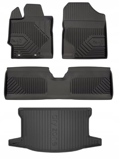 Frogum 77 & DryZone - Automattenset en Kofferbakmat - Geschikt voor Toyota Yaris III Active (2011-2020) - Laser-fit Pasvorm - TPE Rubber - Geurloos