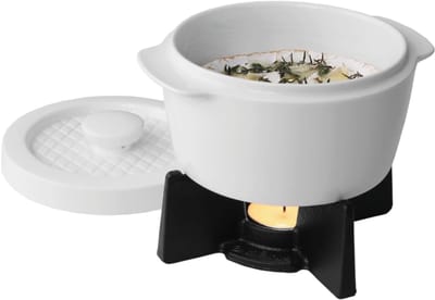 VH Supplies®Kaasfondue Pan - Caquelon - Elektrische Fonduepan - 15 x 13 x 14 cm - Porselein