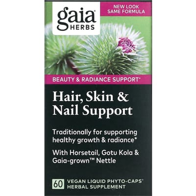 Gaia Herbs, Supplement voor Haar-, Nagel- en Huidgezondheid, 60 Vegan Vloeibare Fyto-capsules