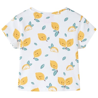 vidaXL Kindershirt met knoop in de zoom 92 ecru