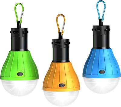 Ynkkvre - Kampeerlamp - Tentlamp - LED-kampeerlamp - Noodverlichting - Lantaarn - 150 lumen helderheid met 3 lichtmodi - Ophangsysteem voor universeel gebruik - Compact en waterbestendig ontwerp - Werkt op 3 AAA batterijen