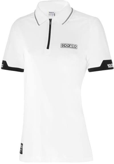 Sparco Zip Dames MY2024 Poloshirt - Wit/Marineblauw/Zwart — XS