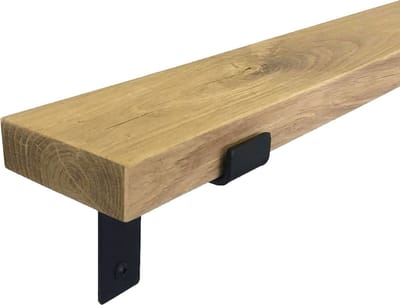 GoudmetHout® Wandplank Industrieel - 40 x 10 cm Muurplank - Eiken Hout - Decoratie Wandrek & Boekenrek - Hangplank Keuken - Wall Shelf + 2 Mat Zwarte Plankdragers van Staal