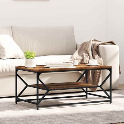 vidaXL - Salontafel - Oud - Hout - 90 - x - 50 - x - 40 - cm - Engineered - hout - en - staal