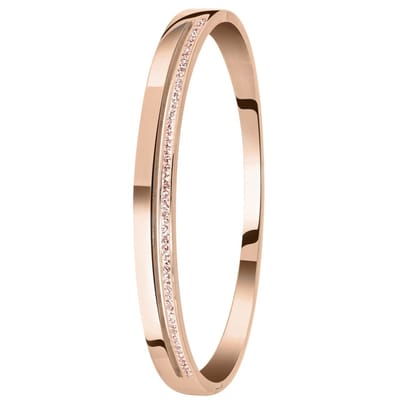 Lucardi Dames armband bangle rose light peach kristal - Staal - Bangle - Cadeau - Stijlvol - Rosékleurig