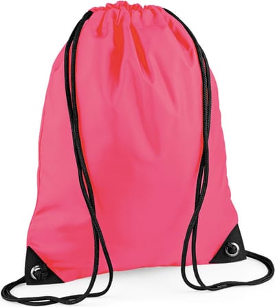 Nylon sport/zwemmen gymtas met rijgkoord - 45 x 34 cm - fluoriserend roze - Kinder tasjes - 12 liter