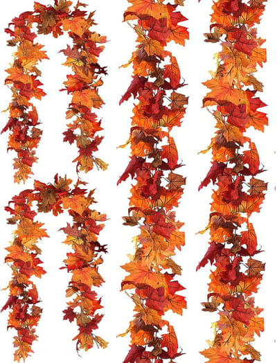 Halloween - Halloween Decoratie - Halloween decoratie buiten - Halloween Krans - 4-pack kunstmatige herfst esdoornblad guirlande - Hangende wijnranken - Kunstmatige herfstblad guirlande - Thanksgiving decoratie - voor thuis - Bruiloften - Open haard