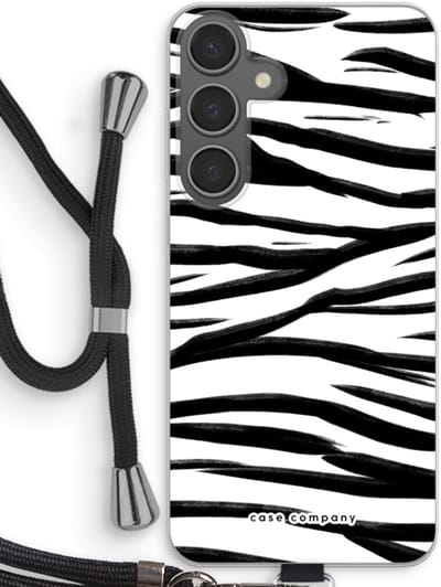 Case Company® - Hoesje met koord geschikt voor Samsung Galaxy S24 Plus hoesje met Koord - Zebra pattern - Telefoonhoesje met Zwart Koord - Bescherming aan alle Kanten en Over de Schermrand