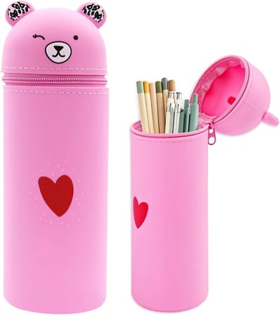 Pennenetui Siliconen - Pennenkoker Organizer - Bureau Opbergen - 2-in-1 Design - 19.5 x 5.5 cm - Roze