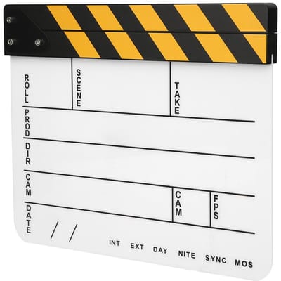 30x25CM Acryl Filmklapper Professionele Regisseur Actie Klap Filmfotografie Tool(Geel