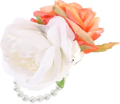 Pols Bloem Corsage - Bruiloft Armband - Feestelijke Gelegenheid - Elegante Afwerking - 4.91x3.14x2 inch - Roze