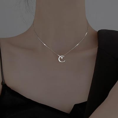 925 Stempel Ketting voor Vrouwen Nieuwe Trend Feest Accessoires Elegante Sprankelende Zirkonia Ster Maan Bruids Sieraden Cadeau gray