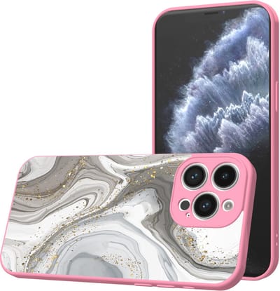 Smartphonica Telefoonhoesje Geschikt voor iPhone 11 Pro met Zilver Marmer opdruk - TPU Back Cover Case Silver Marble Design - Roze geschikt voor iPhone 11 Pro