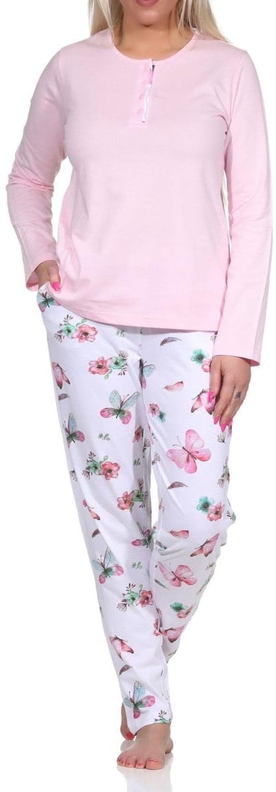 Normann damespyjama met lange mouwen en pyjamabroek in Floral Allover Print