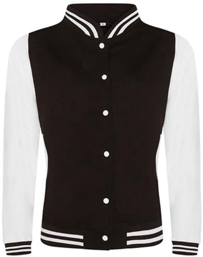 Just Hoods - Varsity Jacket - Jet Black/White maat L