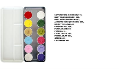 Superstar Face & Bodypaint palet Botanical Aqua 12 kleuren (12x5gr) - schmink pallet superstar festival thema feest