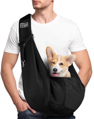 carmdering - Wendbare Hondendraagtas - Omkeerbare Huisdierentas - Draagtas Voor Kleine Honden - Verstelbare Opening Met Drukknoopjes - Veiligheidsclip Voor Halsband - Zacht Katoen - Ademend En Huidvriendelijk - Ideaal Voor Stadse Uitstapjes - 1 Stuk