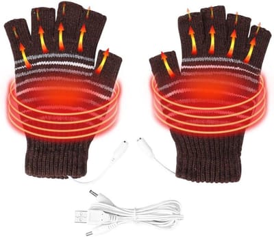 USB Verwarmde Handschoenen - Winter Handschoenen voor Fietsen, Motorrijden, Wandelen en Skiën - Unisex - Halve Vingers - Wasbaar - USB-voeding - Bergbeklimmen - PretiWarm