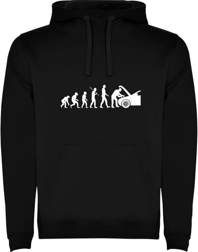 Hoodie Zwart Evolutie Automonteurs - Werk - Humor Maat M