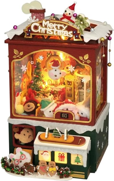Houten Poppenhuis Set - Miniatuur Huis - Hobby Bouwen - Met LED Verlichting - 11.9 x 21 cm
