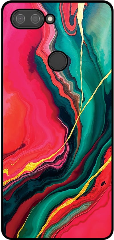 Smartphonica Telefoonhoesje Geschikt voor Xiaomi Mi 8 Lite met Rood Groen Marmer Opdruk - TPU Backcover Case Red Green Marble Design geschikt voor Xiaomi Mi 8 Lite