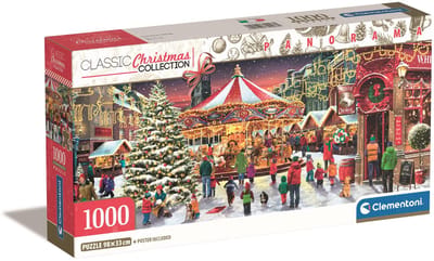 Clementoni – Puzzel – 1000 Stukjes – Panorama Christmas Village – Kerstsfeer Puzzle Voor Volwassenen