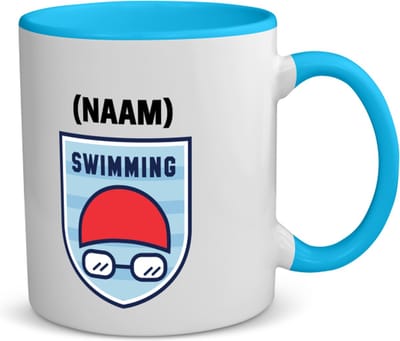 Akyol - swimming met je eigen naam koffiemok - theemok - blauw - Zwemmen - sport liefhebbers - mensen die houden van zwemmen - zwemdiploma - zwemcadeau - verjaardagscadeau - verjaardag - cadeau - kado - geschenk - gift - 350 ML inhoud