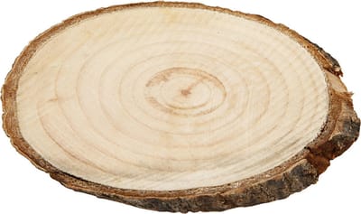 Houten schijf met bast, afm 9,5x6 cm, dikte 6 mm, 12 stuk/ 1 doos