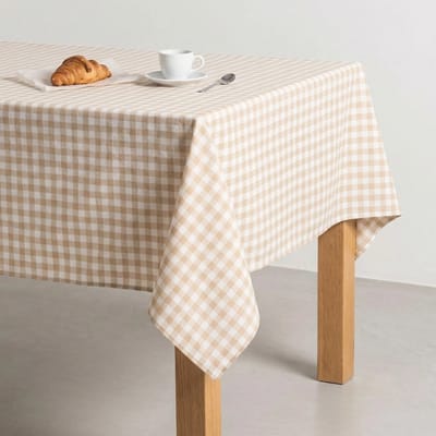 GAMUSI Vlekbestendig Tafelkleed MAVY – 2 kleuren Vichyruit – Katoen Look – 140x100 cm – Olie