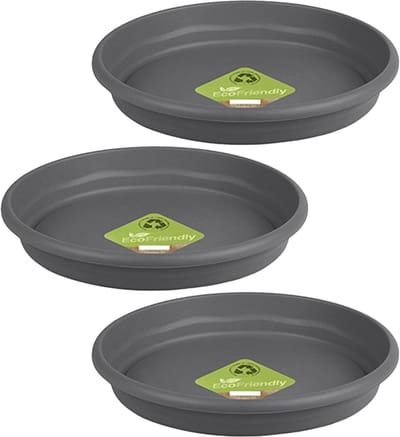 Hega Hogar Opvangschaal/onderschaal voor bloempot/plantenpot - 3x - Flori - lichtgrijs - Dia 29 cm