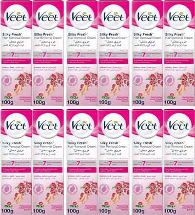 Veet Silky Fresh Haar Verwijderingscreme Normale Huid - 12 x 100 ml - Voordeelverpakking