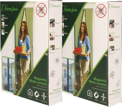 Magnetische deurhor - 2x stuks - deurgordijn - zwart - 99 x 210 cm - Insecten/vliegen opzet horren
