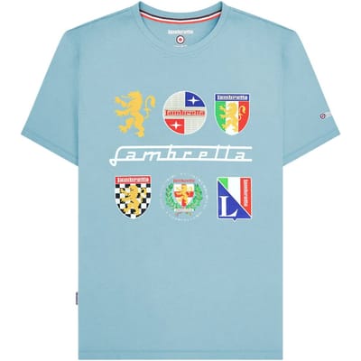 Lambretta Heren Heritage SS26 Logos T-Shirt (Lichtblauw)