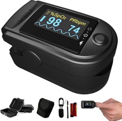 VELTRR® Saturatiemeter Zuurstofmeter Vinger - Hartslagmeter - Zwart