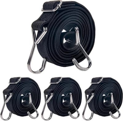 Set van 4 elastische spanbanden met haken, 200 cm lange rubberen spanbanden voor fietsen en ladingen