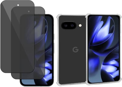ChiGuard Hoesje & 2x Privacy Screenprotector geschikt voor Google Pixel 9a – Gehard Glas Cover + Shock Proof Case - Transparant