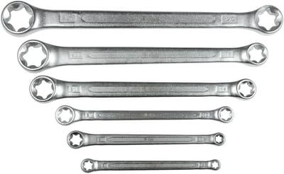 6-delige dubbele ringsleutelset E-profiel E6-E24 voor torx schroeven