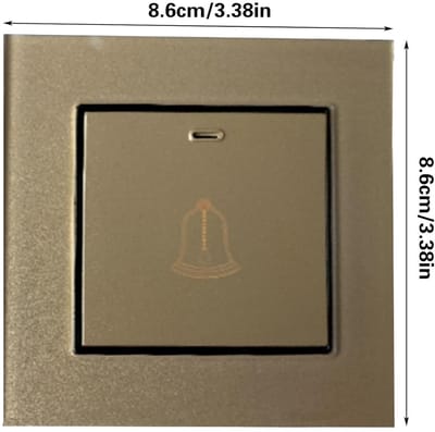Deurbelknop Gehard Glas - Waterdichte Deurbelschakelaar 220-250V 16A - Gouden Afwerking - 8.6x8.6 cm - voor Binnen en Buiten - Toepasbaar in Huizen en Hotels