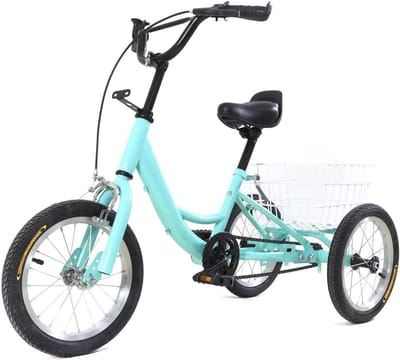 Kinder driewieler - Balansfiets voor kinderen - Veilig buiten spelen - Met grote mand - 14 inch wiel - Lichtgroen