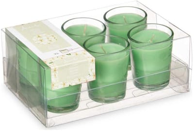 Arte regal geurkaarsen - 6x - jasmijn geur - groen - 8 branduren - in glas - aroma kaars