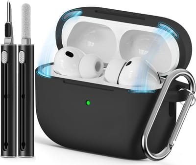 Siliconen Beschermhoes voor Apple AirPods Pro 3 (2025) met Schoonmaakset en Magnetische Sluiting - Zwart, Duurzaam en Lichtgewicht