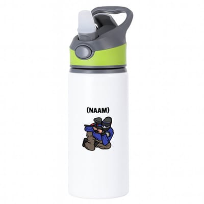 Hacebo® - Paintball met eigen naam waterfles met rietje groen - Sport - Paintballer - Sport - water fles - 650ML