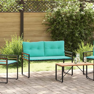 vidaXL - Houten - Laagbank - 114 - x - 55 - x - 77 - cm - Turquoise - Rechthoekig