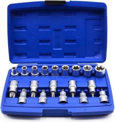 GEKO 19-delige torx en dopsleutelset - chroom-vanadium staal - veelzijdige maten
