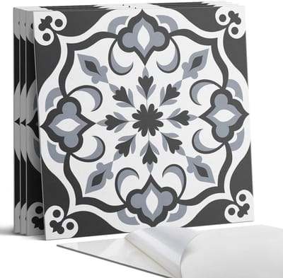Coloray Wandpanelen Zelfklevend - Bloemenpatroon met versieringen Zelfklevende Wandpanelen - 50 cm x 50 cm - Zwart Wandpaneel PVC - 5 stuks - Texturen Wandpanelen Zelfklevend - Wandpanelen Keuken - Wandpaneel Badkamer