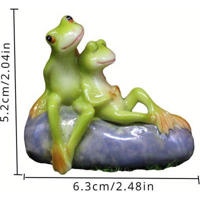1 stuks Handgemaakte Miniatuur Kikkerkoppel Beeldje Hars Dier Tuindecoratie, Romantische DIY Aquarium & Kamer Accent Aquarium Accessoire groen