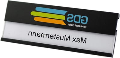 Aluminium Naambordjes - Naamplaatjes Bedrukken - Bedrijfsidentificatie - Magneet en Clip - 70x25 mm - Zwart